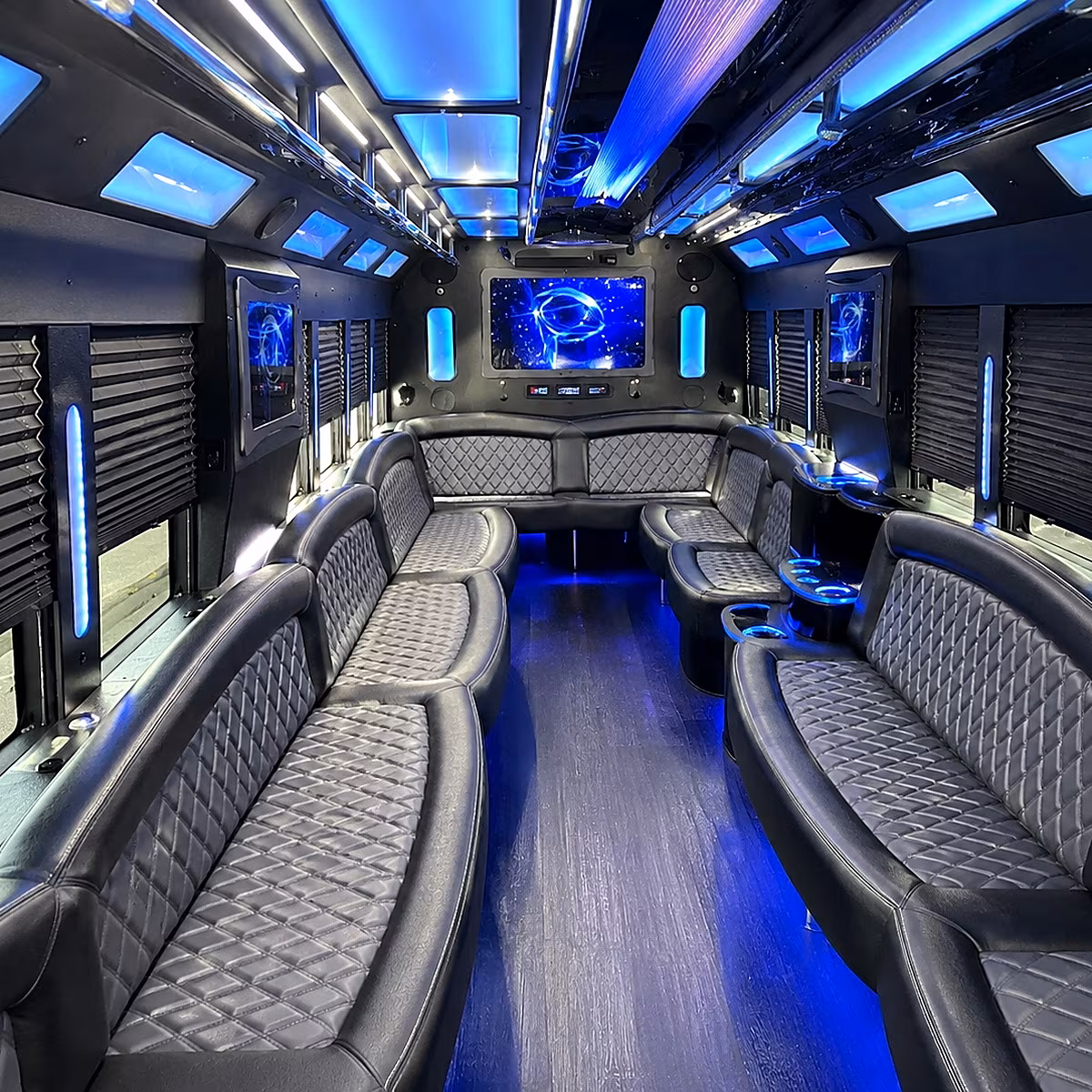 coral springs 50 passenger party bus interior
